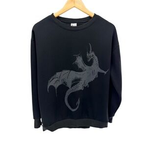 Buff Bunny Beast Collection Black Dragon Graphic Crewneck Sweatshirt Size S